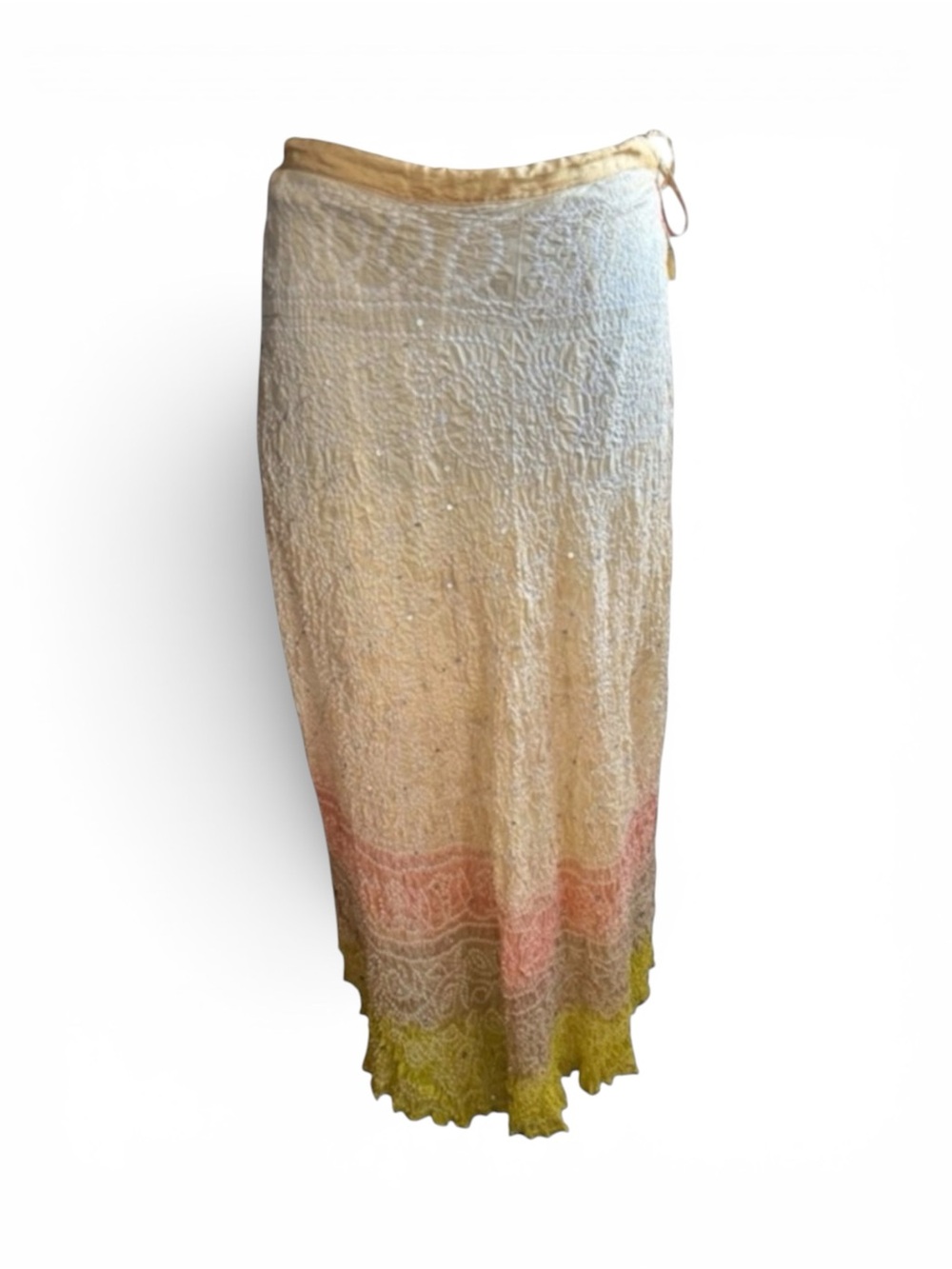Y2K 100% Silk Fairy core Vintage Ombré Sequin Crinkled Maxi Skirt